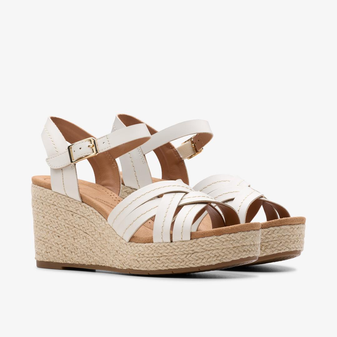 Women's Sabina Strap Cream Leather Wedges - Image 4