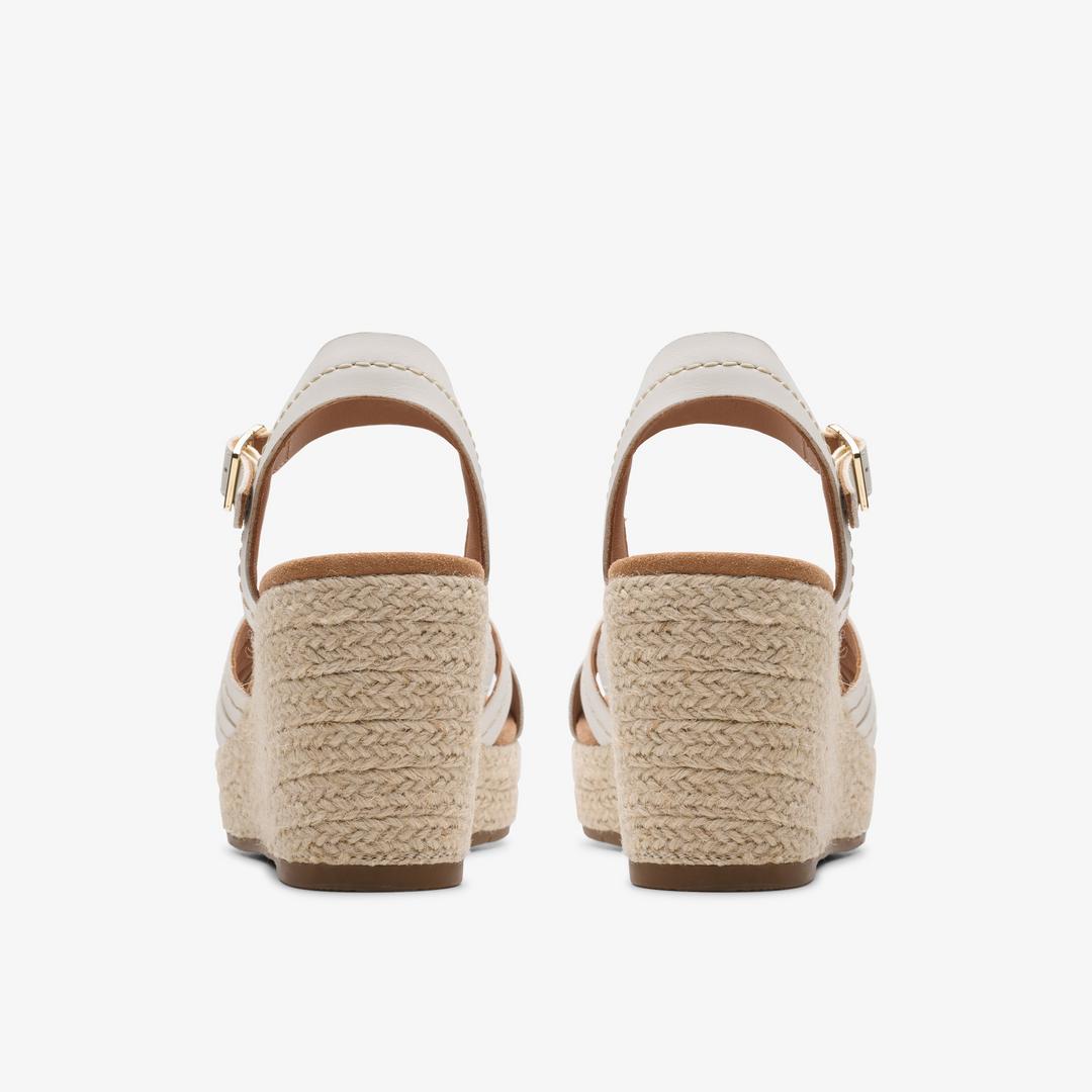 Women's Sabina Strap Cream Leather Wedges - Image 5