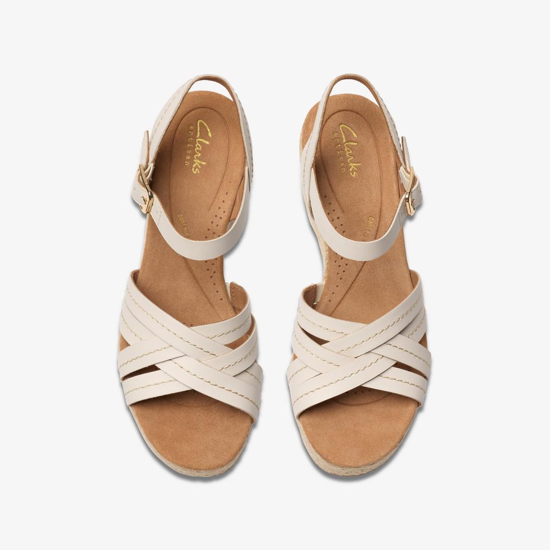 Women's Sabina Strap Cream Leather Wedges - Image 6