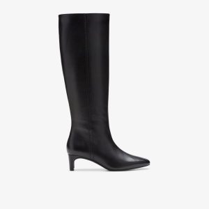 Womens Edina Tall Black Leather Knee High Boots US