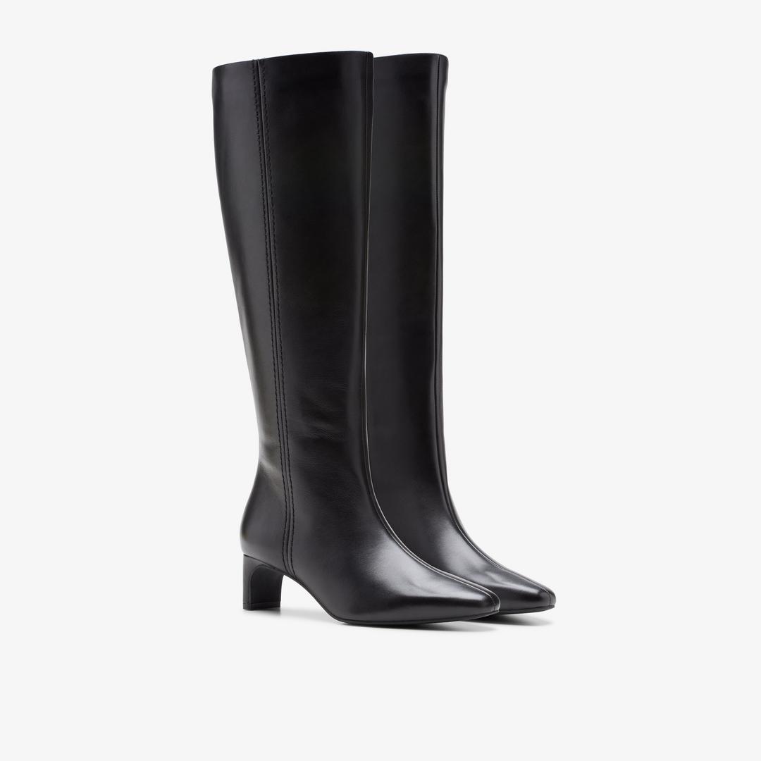 Womens Edina Tall Black Leather Knee High Boots US - Image 4