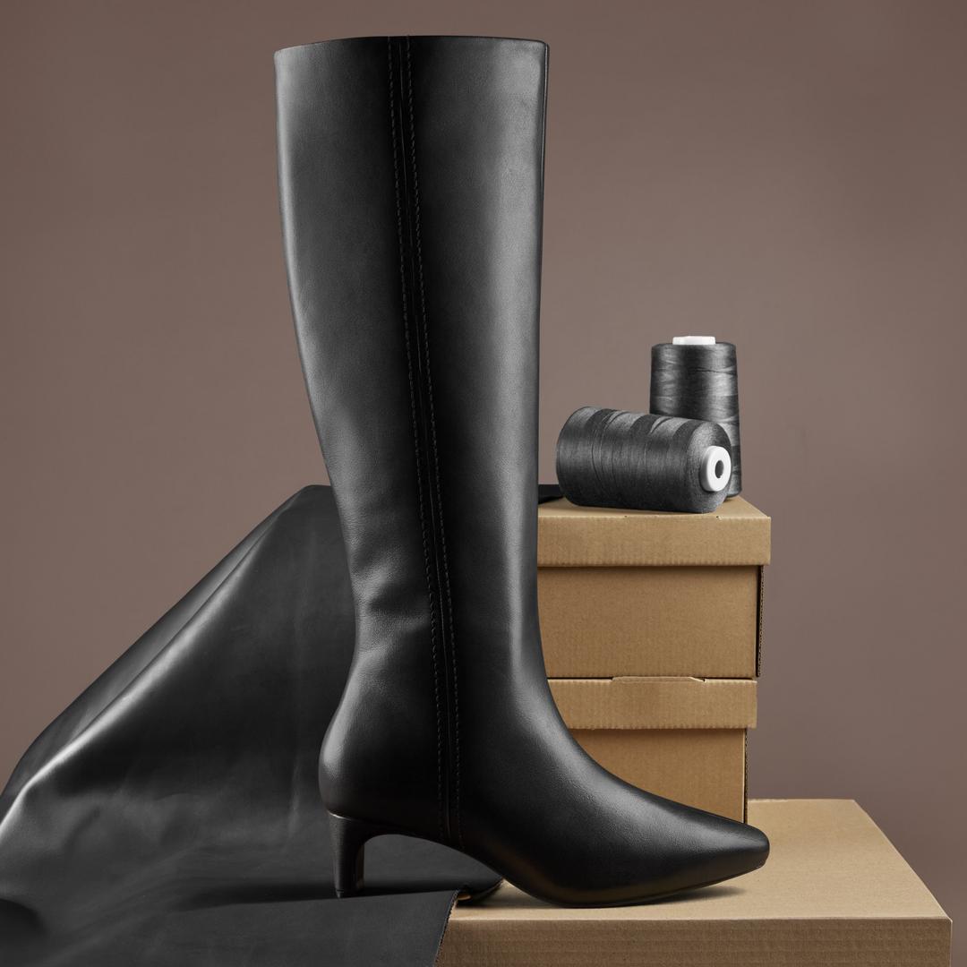 Womens Edina Tall Black Leather Knee High Boots US - Image 9
