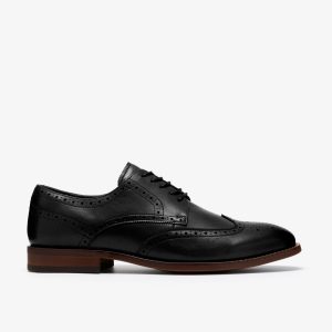 Mens Bowburn Tip Black Leather Oxfords