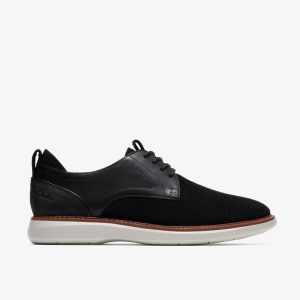 Mens Brantin Plain Black Knit Oxford Shoe