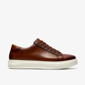 Mens Goswell Tie Tan Leather Sneakers