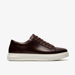 Mens Goswell Tie Brown Leather Sneakers