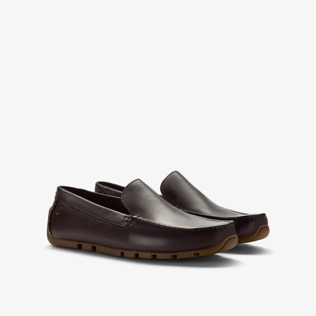 Mens Corsley Plain Dark Brown Leather Loafers - Image 5