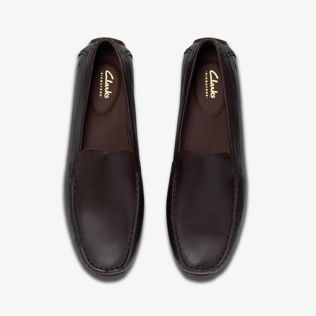 Mens Corsley Plain Dark Brown Leather Loafers - Image 6
