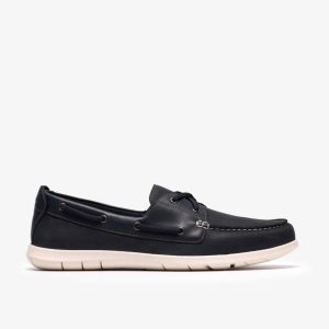 Mens Flexway 2Eye Navy Nubuck Boat Shoes