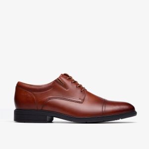 Mens Steadwell Cap Dark Tan Leather Oxfords