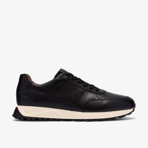 Mens Radwell Tie Black Leather Sneakers