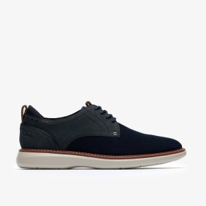 Mens Brantin Plain Navy Knit Derby Shoe
