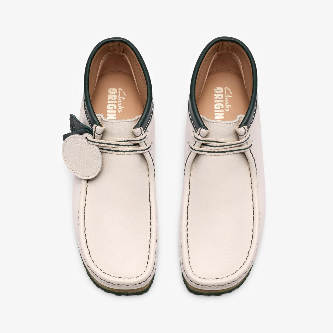 Mens Walla Boot RB White Leather Wallabees - Image 8