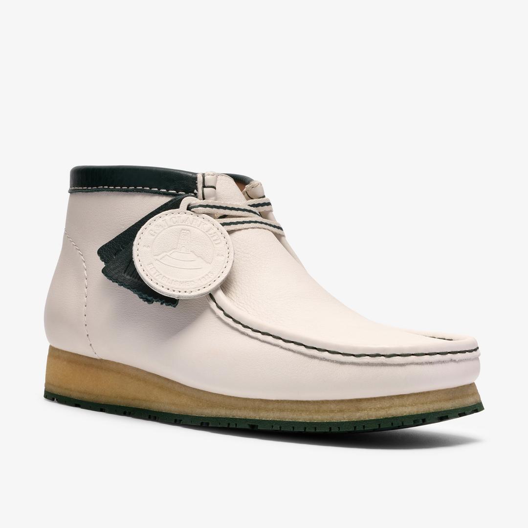 Mens Walla Boot RB White Leather Wallabees - Image 9