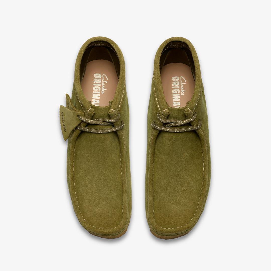 Mens Wallabee Boot Green Suede Wallabees - Image 6