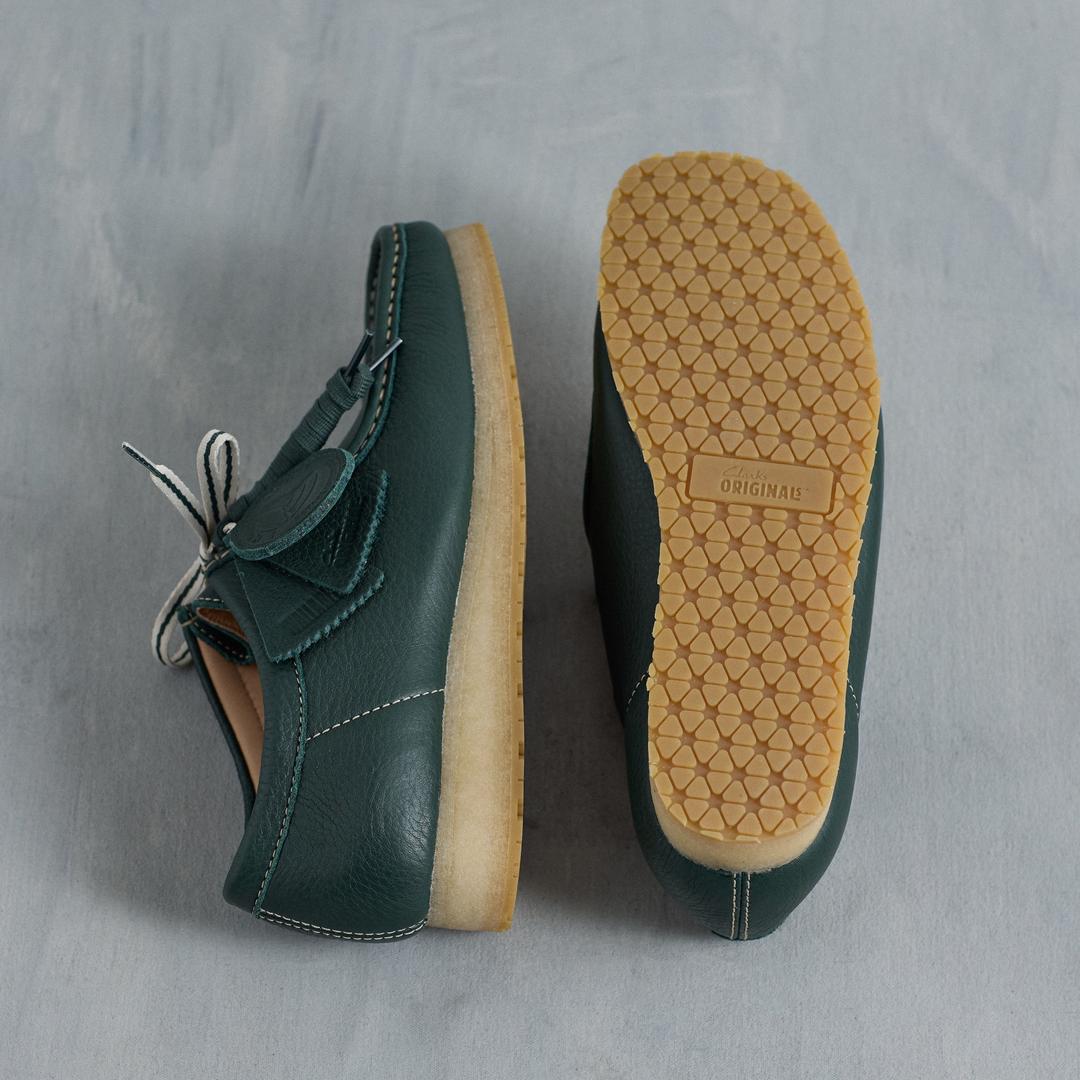 Mens Wallabee RB Dark Green Leather Wallabees - Image 3