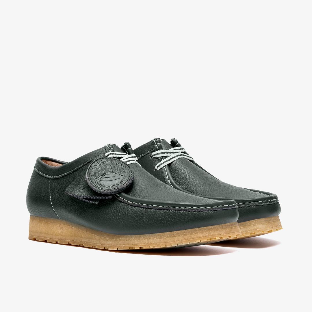 Mens Wallabee RB Dark Green Leather Wallabees - Image 6