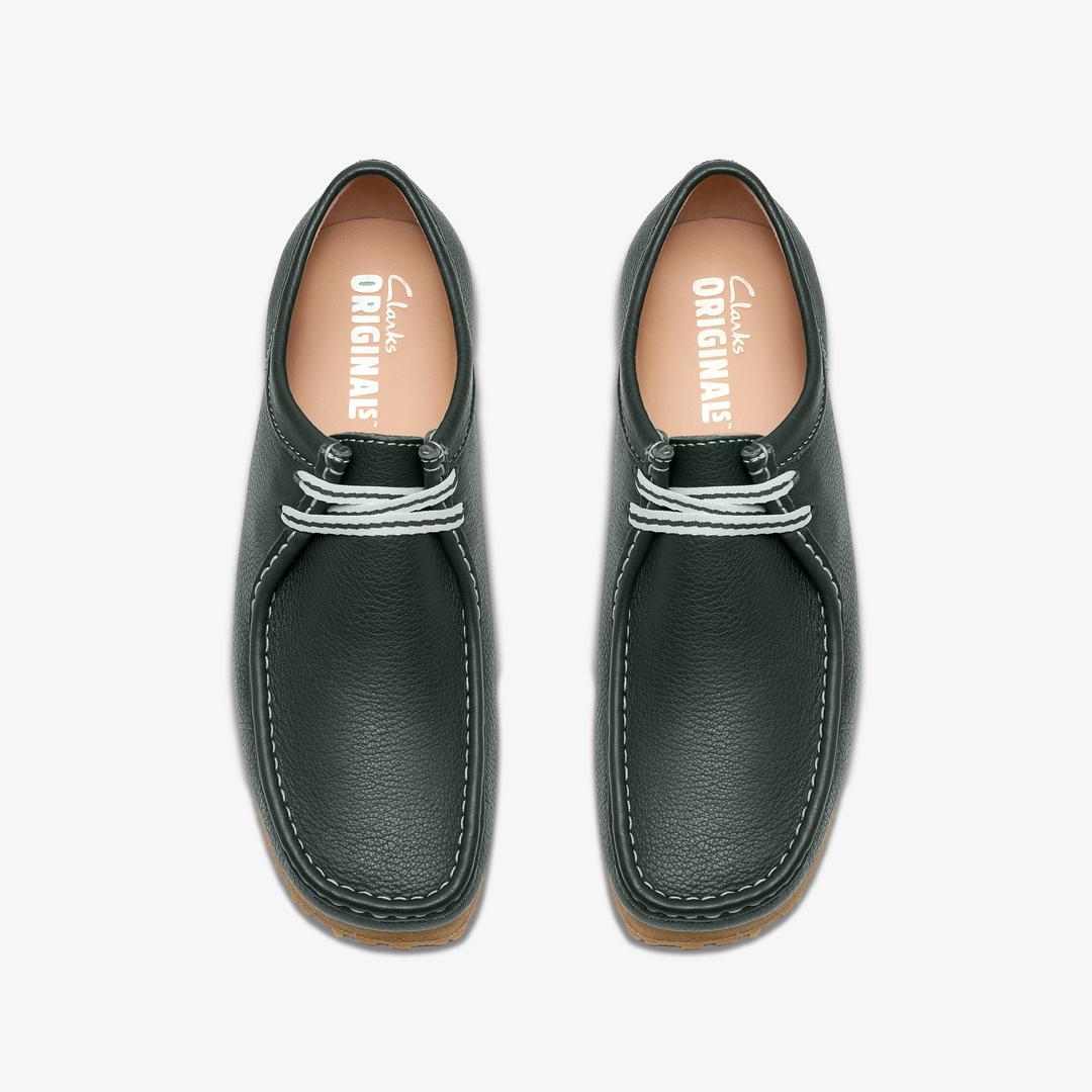 Mens Wallabee RB Dark Green Leather Wallabees - Image 8