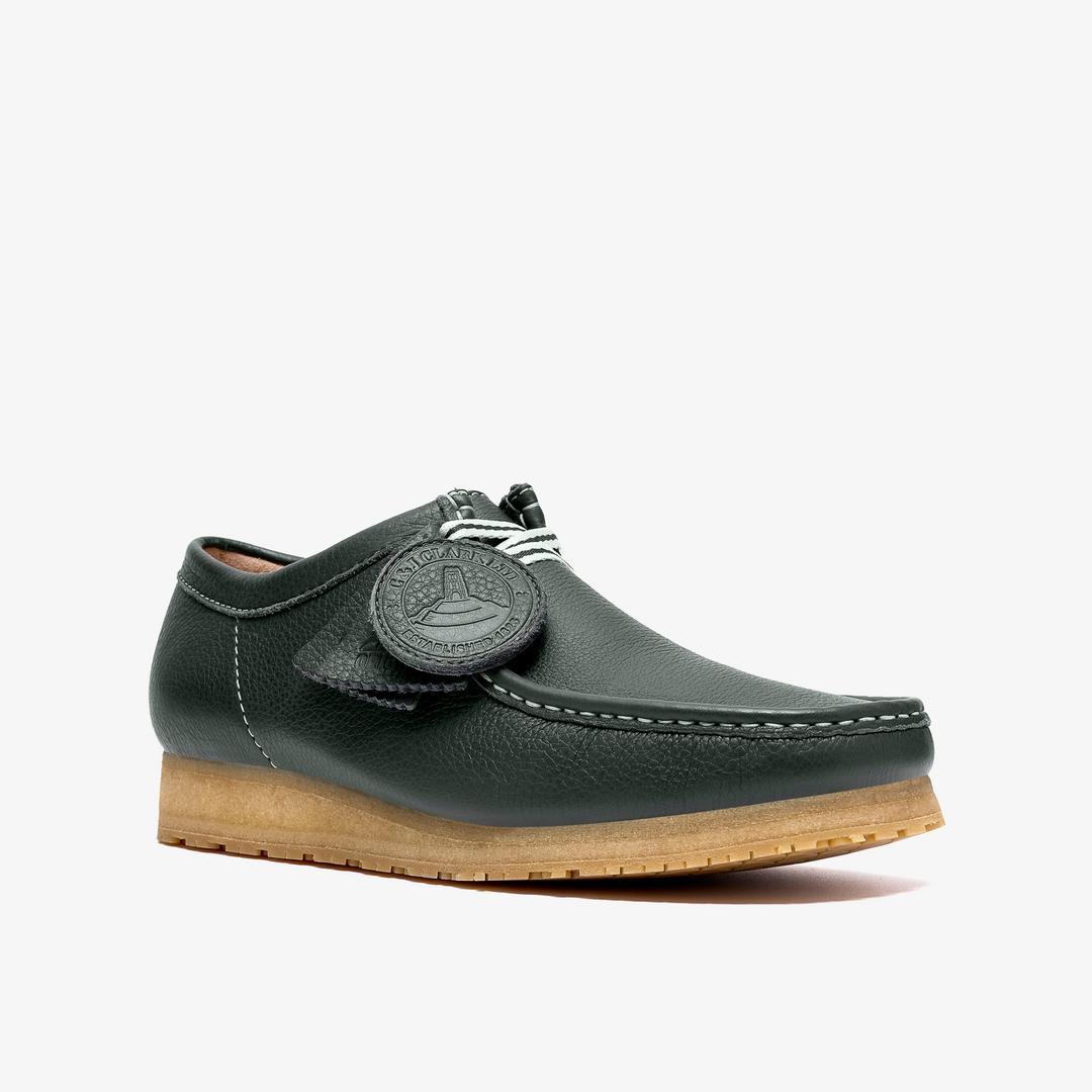 Mens Wallabee RB Dark Green Leather Wallabees - Image 9