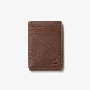 Mens Pebble Wide Money Clip Wallet Brown US