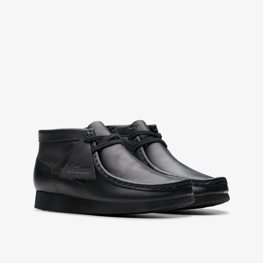 Kids Wallabee Boot Older Black Leather Wallabee - Image 4