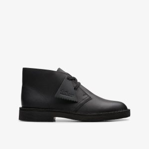 BOYS Desert Boot Older Black Leather Boots US