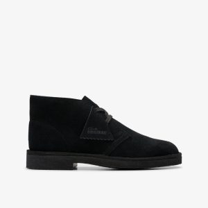 BOYS Desert Boot Older Black Suede Ankle Boots US