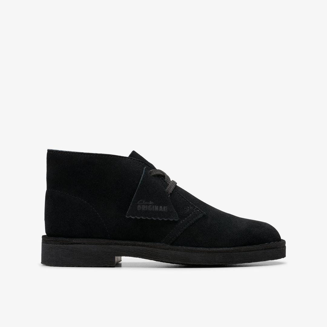 BOYS Desert Boot Older Black Suede Ankle Boots US