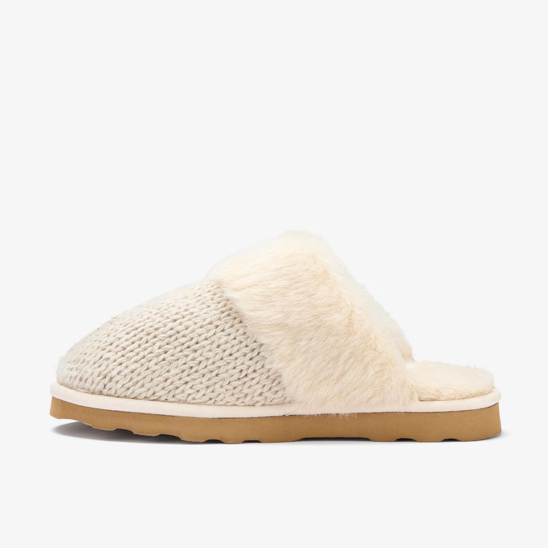 Womens Stockinette Khaki Slippers - Image 2