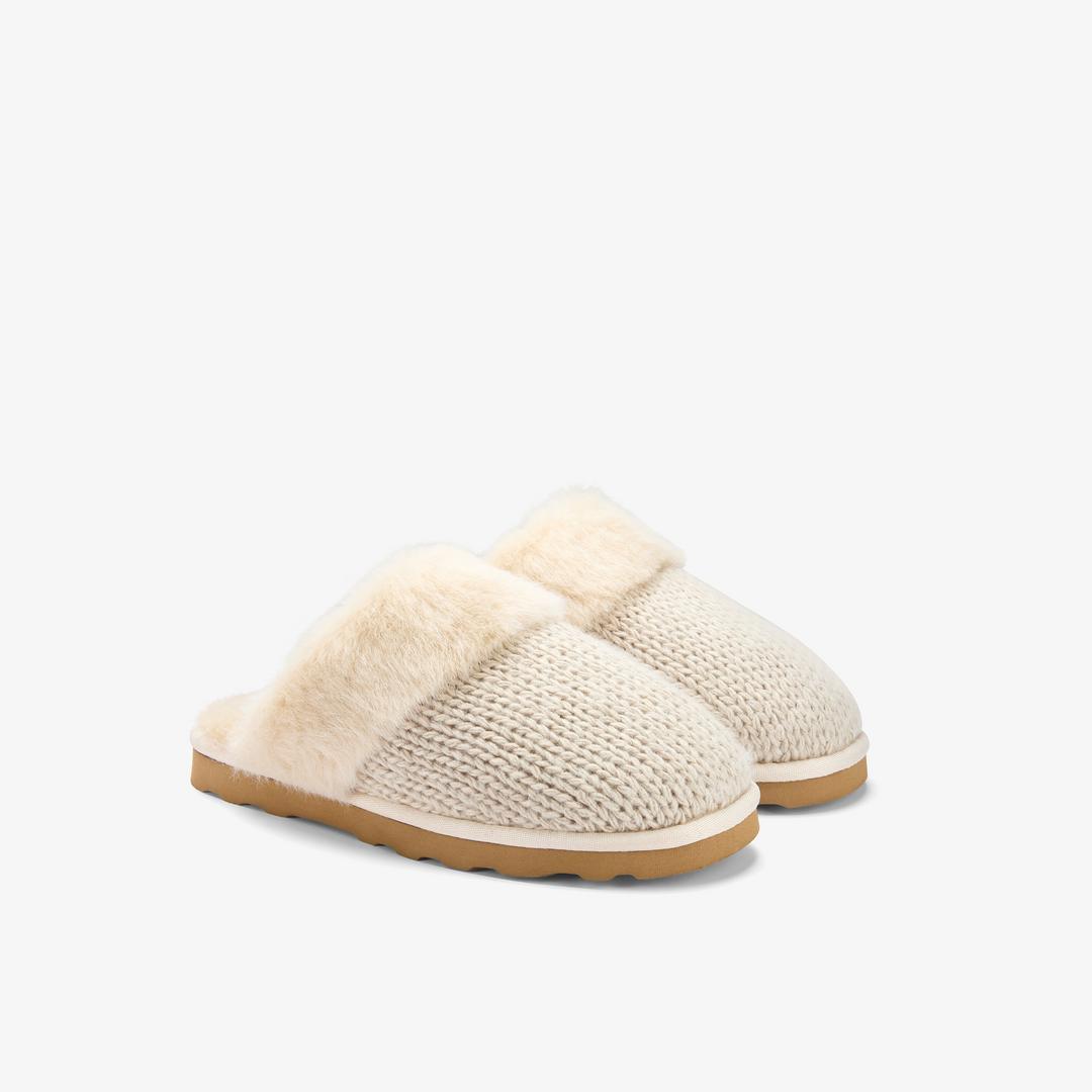 Womens Stockinette Khaki Slippers - Image 5