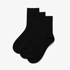 3 Psck Crew Black Socks