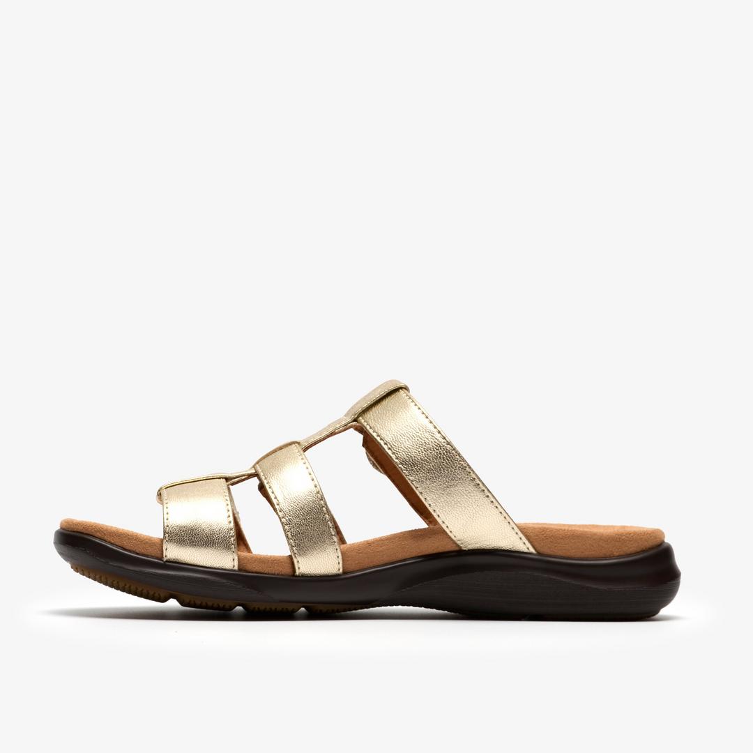 Womens Kitly Pearl Champagne Leather Flat Sandals - Image 3
