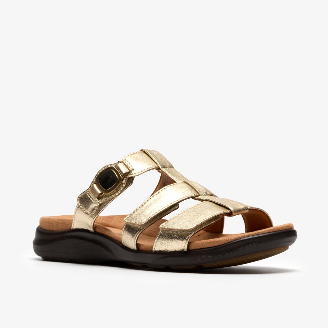 Womens Kitly Pearl Champagne Leather Flat Sandals - Image 5
