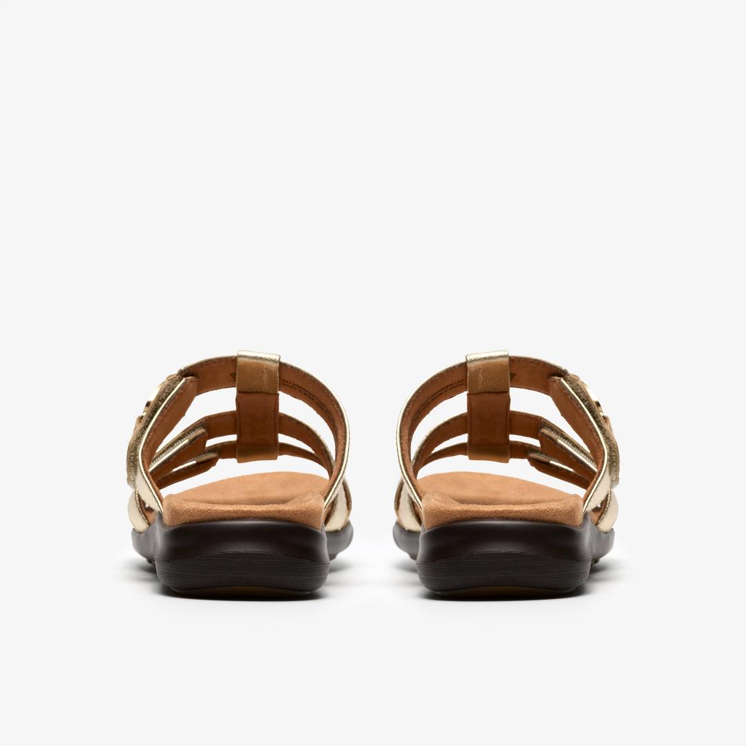Womens Kitly Pearl Champagne Leather Flat Sandals - Image 6