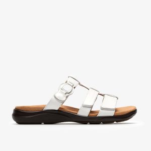 Womens Kitly Pearl White Patent Flat Sandals